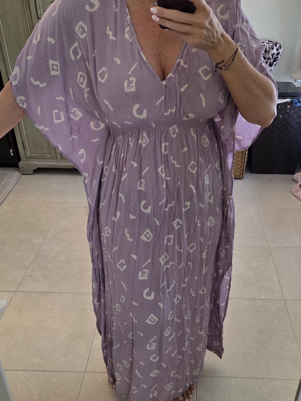 Rujuta Sheth Marie Cinched Caftan Lilac Print